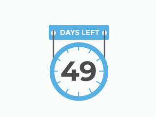 49 days to go countdown template. 49 day Countdown left days banner design. 49  Days left countdown timer
