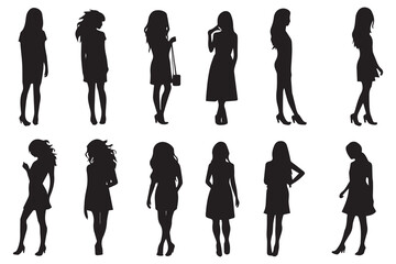 Girl Silhouette Set Vector Illustration