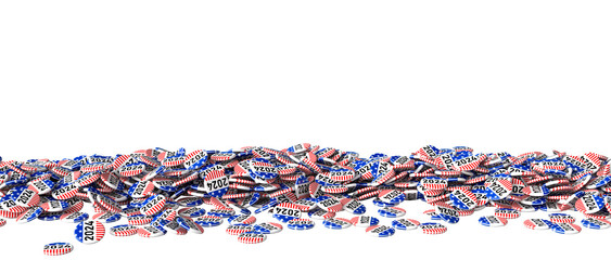 2024 themed election buttons isolated on white background