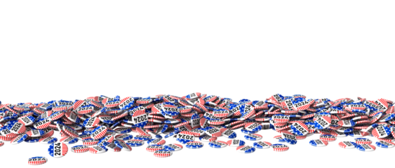 2024 themed election buttons isolated on white background