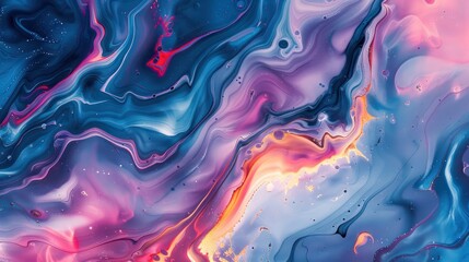 Close Up of a Blue and Pink Liquid Painting
