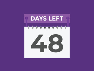 48 days to go countdown template. 48 day Countdown left days banner design. 48  Days left countdown timer
