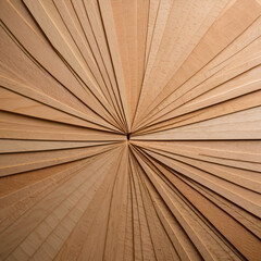 Brown hardwood pieces arranged in a symmetrical circular pattern on the floor