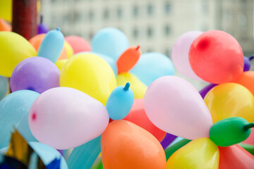 Bright abstract background of   multicolored balloons