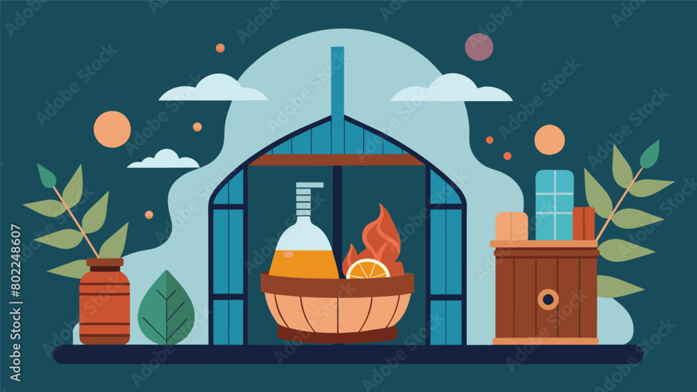 Poster a customdesigned sauna with a builtin aromatherapy system allowing you to enjoy various scents while