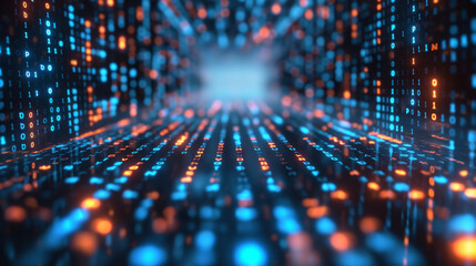 Obraz premium Digital transformation concept. System engineering. Binary code. Programming.