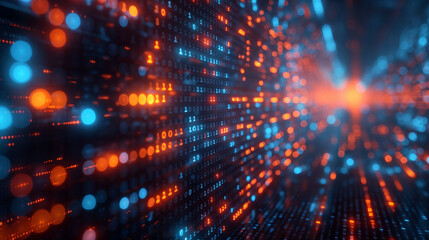 Naklejka premium Digital transformation concept. System engineering. Binary code. Programming.