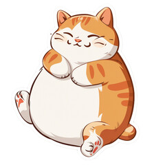 Obraz premium cute fat orange cat with a cartoon pattern used as an illustration.