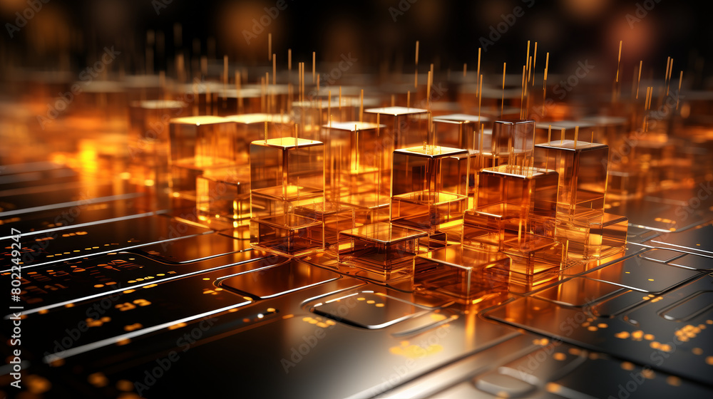 Poster a computer chip with a lot of cubes on it