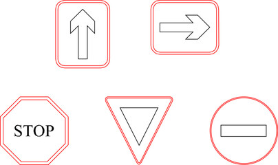 Detailed vector sketch illustration of traffic and road sign logo icon design