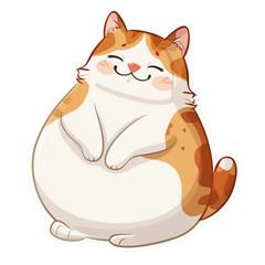 Obraz premium cute fat orange cat with a cartoon pattern used as an illustration.