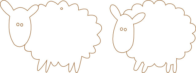 Vector sketch detailed cartoon sheep silhouette design illustration
