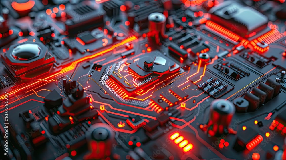 Poster the image shows a close-up of a computer circuit board