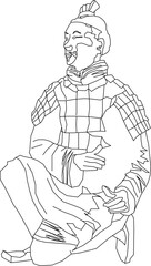 Detailed vector sketch illustration of traditional ethnic Chinese warrior design