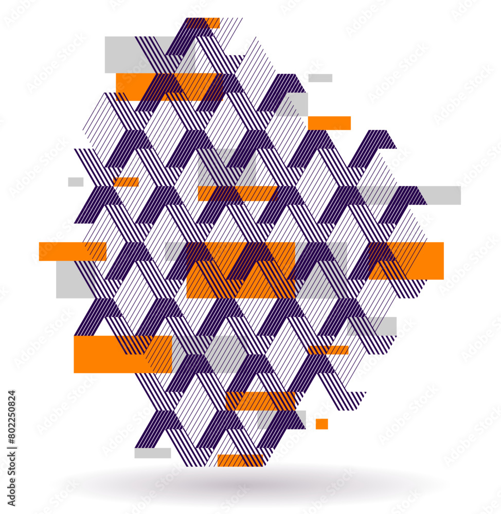 Poster isometric 3d cubes vector abstract geometric background, yellow abstraction art architecture city bu