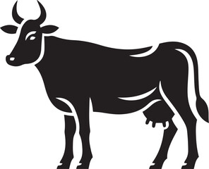 Fototapeta premium Silhouette of a cow with horns and tail illustration.