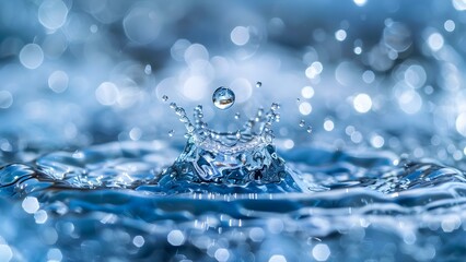 Macro Shot of a Water Droplet Capturing the Essence of a Glacier in High Quality. Concept Glacier Macro Photography