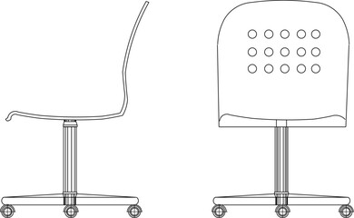 Detailed vector sketch illustration of office work desk chair design for employees
