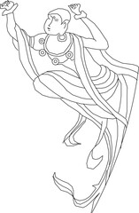 Detailed vector sketch illustration of traditional ethnic Chinese god and goddess design