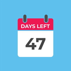 47 days to go countdown template. 47 day Countdown left days banner design. 47  Days left countdown timer

