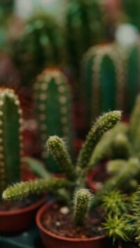 Home gardening, small potted cacti  