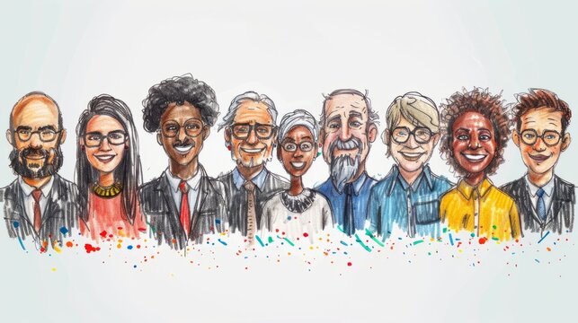 A group of diverse people of different ages and ethnicities, all smiling.