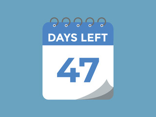 47 days to go countdown template. 47 day Countdown left days banner design. 47  Days left countdown timer
