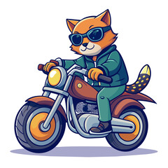 cool cat on a motorbike, leaning back against the seat with one paw on the throttle and a nonchalant gaze as it speeds down the road