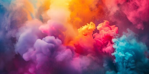 A stunning visual of vibrant colored smoke creating an explosive and dynamic abstract image