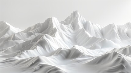 Fototapeta premium white 3D abstract background portraying rolling hills and distant mountains, Generative AI