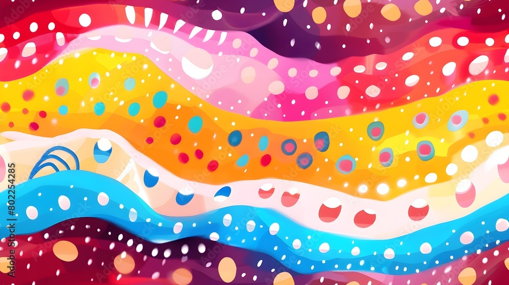 Poster vibrant abstract digital art with fluid waves and colorful geometric patterns