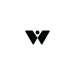 Abstract modern letter logo w, v with man sign