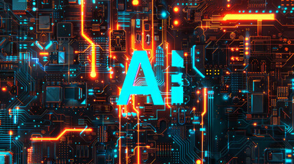 Futuristic AI technology visual in a vibrant digital world