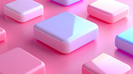Pink pastel cubes on pink background. 3d rendering