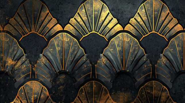 Elegant black and gold shell pattern for luxury design