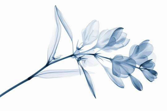 Elegant x-ray image of a blooming flower in blue tones