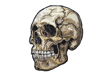 Human skull illustration isolated on transparent background. Digital graphic art. Halloween and anatomy concept. Design for print, poster, educational material