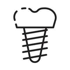 Dental Implant Root Line Icon