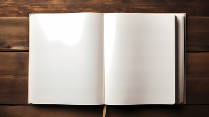 Open notebook on table, top view