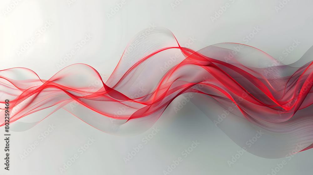 Poster abstract wavy background. the red lines on a gray background. generative ai.