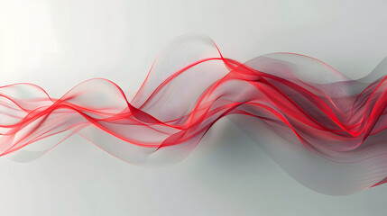 Abstract wavy background. The red lines on a gray background. Generative AI.