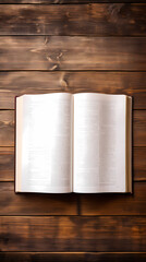 Open notebook on table, top view