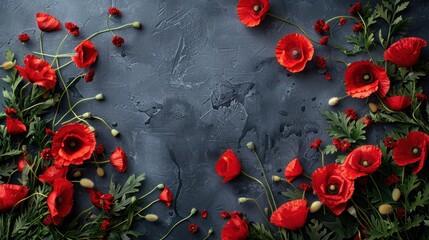 Honoring Veterans: Commemorative Wreaths and Poppies Background with Space for Text - obrazy, fototapety, plakaty