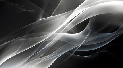 Black and white abstract glowing color wave Background. Generative AI.
