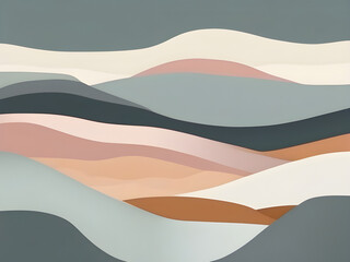 Morandi color block abstract fluid lines landscape mountain background