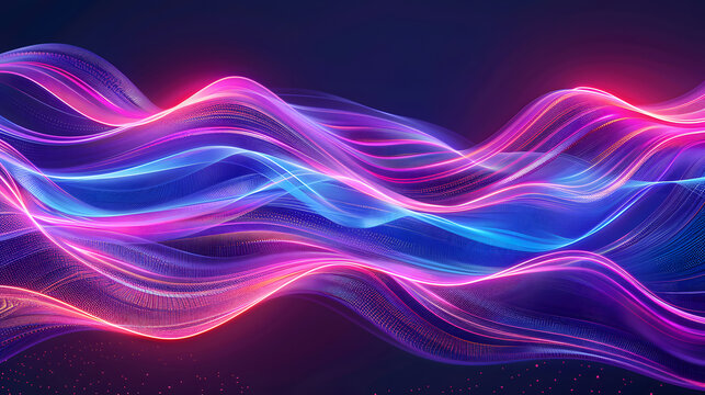 Big Neon Wave Background. Generative AI.