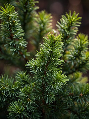 a macro view of lush green juniper branches, highlighting their natural beauty and detail.