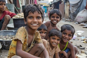 Portrait of indian kids on the street.