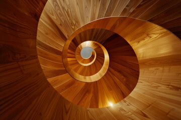 Fototapeta premium Spiral Wooden Staircase Architectural Elegance and Design Symmetry