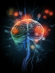 Obraz premium X-ray volumetric, color 3D scanning of the human brain